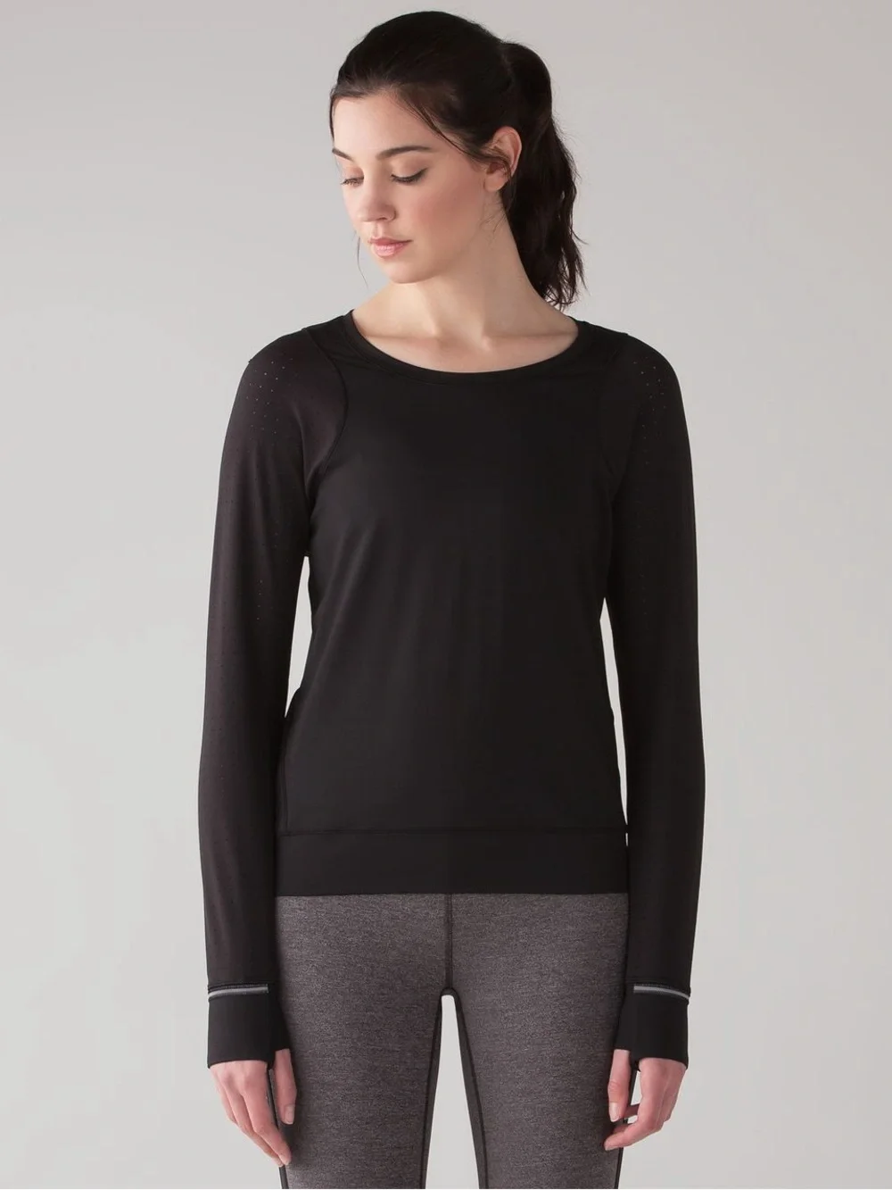 Lululemon Mind Over Miles Long Sleeve Black Shirt Size 6/8 Medium